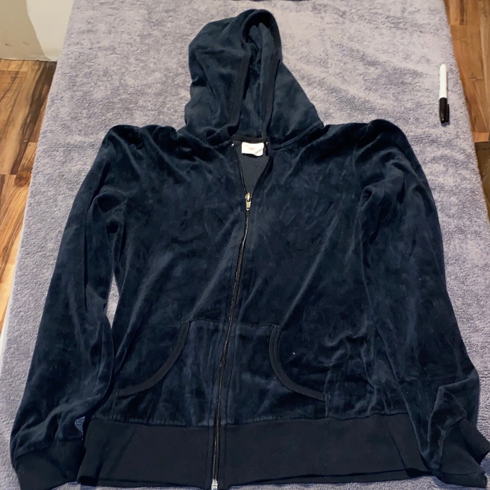 Women's Navy Blue Velvet Hoodie